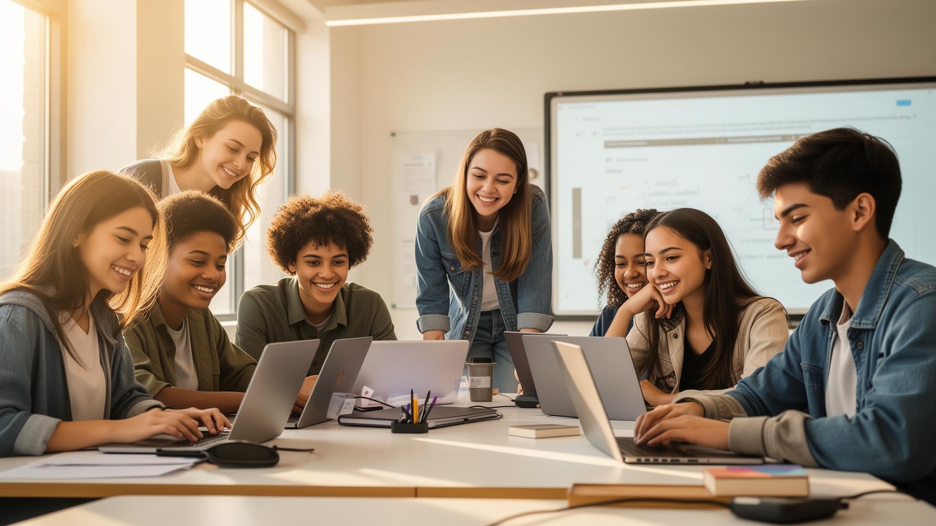 Students learning practical skills together in a modern classroom